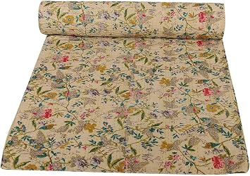 Handcrafted Quilt King- Kantha Blanket Bulk- Indian Cotton Quilts Queen Size- India handicrafts Blankets- Block Printed Cotton Quilts