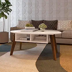 Mesa de Centro com nicho inferior DIVA cor Off White/Cedro - Artely