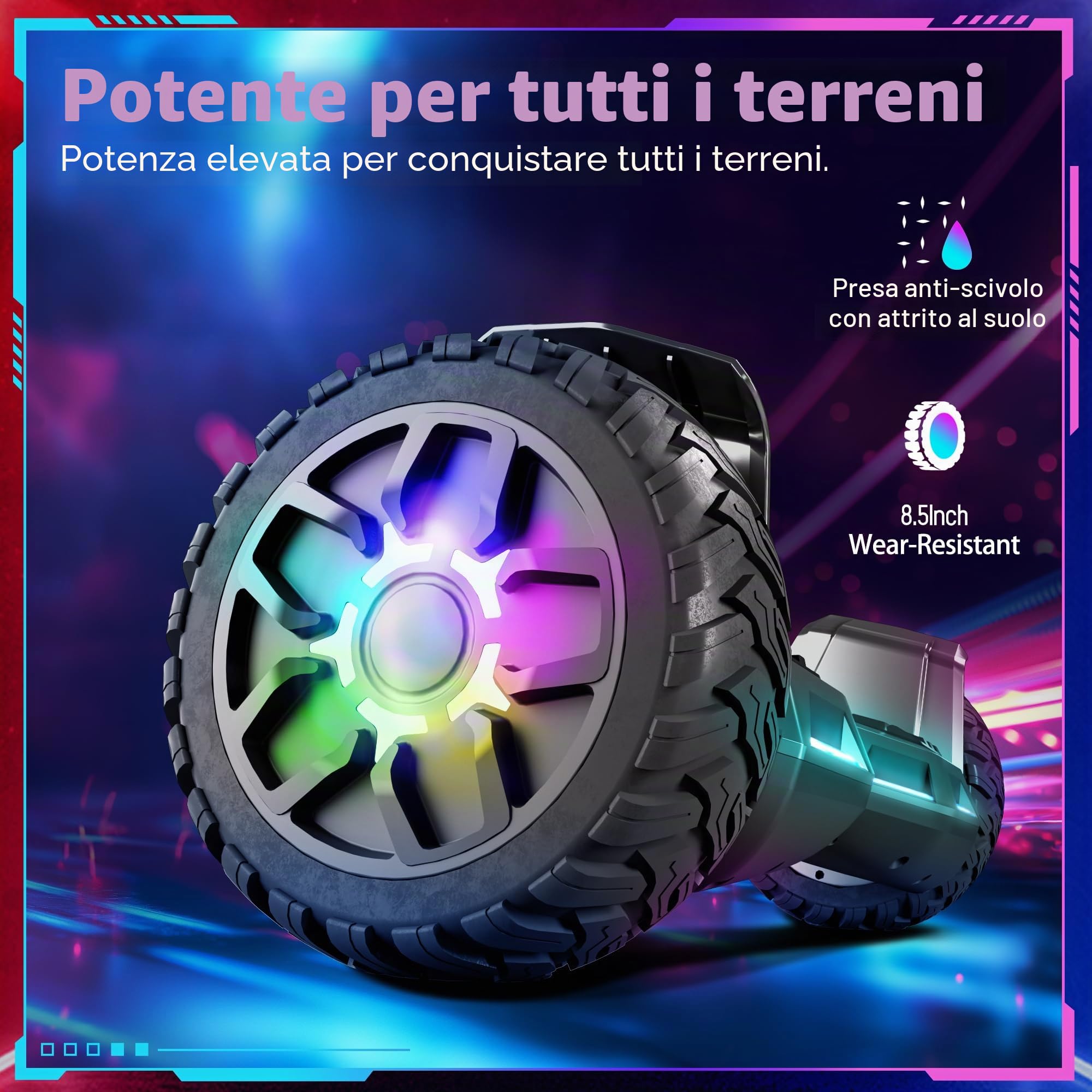 Hummer Off Road Hoverboard 8,5 pollici con Bluetooth e luce LED Motore potente Adatto per adulti e bambini Pistola