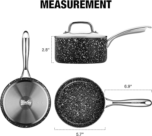 Miniatura 7 de Cacerola de 1 cuarto de galón con tapa, sartén ultra antiadherente con tapa, olla pequeña, cacerola antiadherente de granito de 1 cuarto, olla