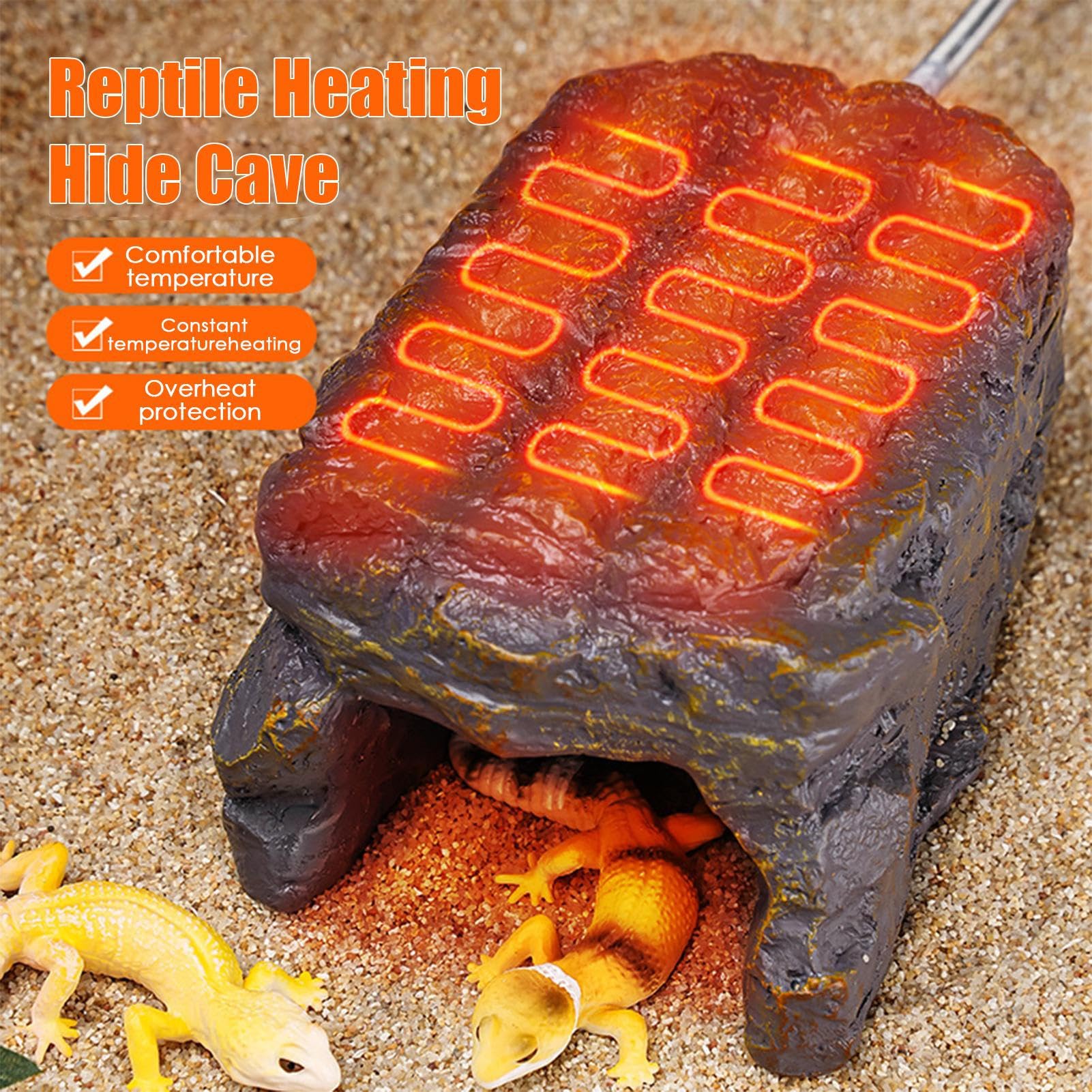 Grotta termica per rettili, rocce termiche per rettili Roccia simulata in | Roccia basking delle tartarughe, decorazioni per habitat, per acquari per lucertole, , gechi,