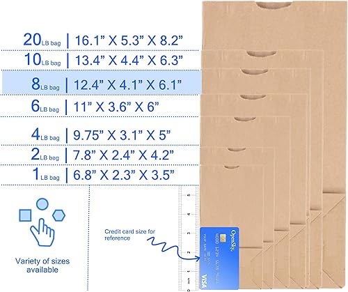 Miniatura 3 de Mr Miracle - Bolsas de papel marrón de 8 libras, paquete de 100 unidades, papel kraft tamaño regular, ideal para pedidos de comida para llevar,