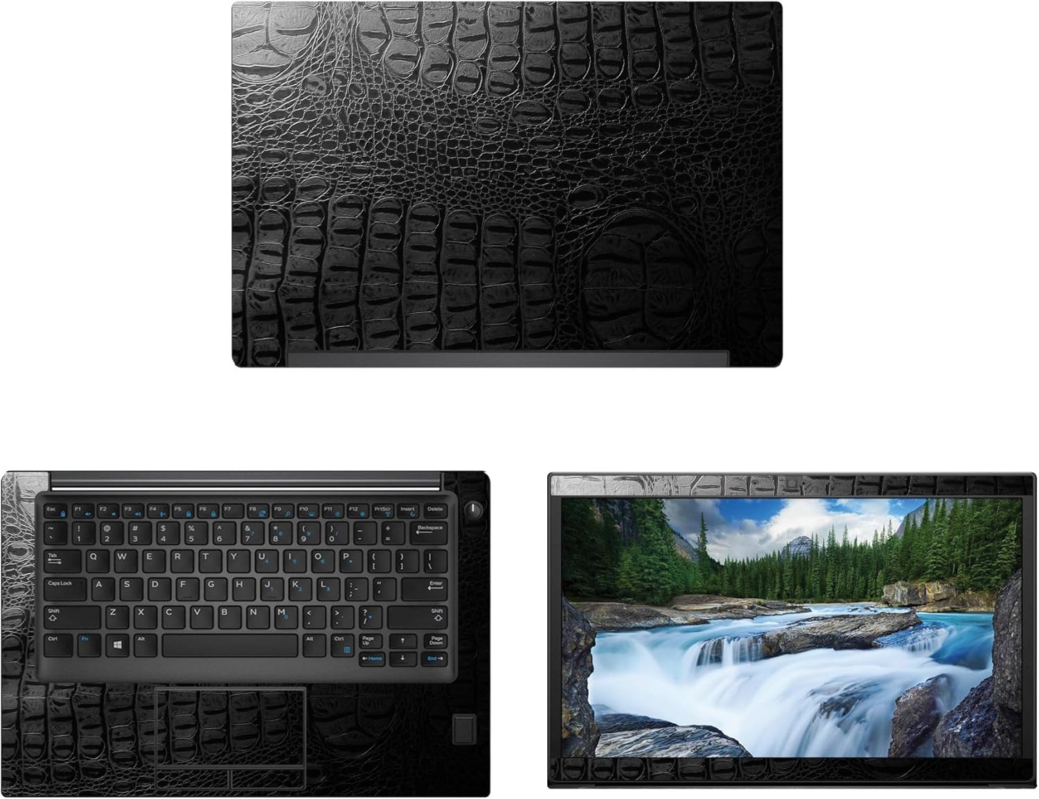 Decalrus - Protective Decal for Dell Latitude 7490 (14" Screen) Laptop Crocodile Skin Pattern Texture Skin case Cover wrap CROdellLatitude7490Black