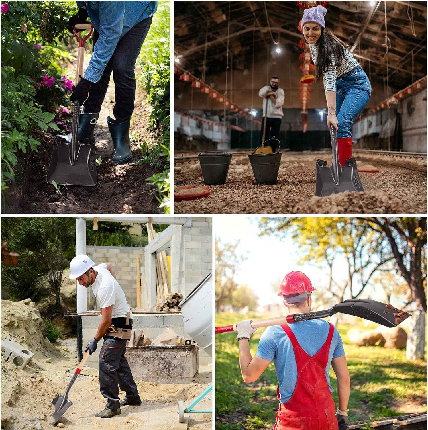 Heavy Duty Short Handle Square Flat Transfer Shovel for Gardening,Yard Work,Farming,Construction, 43 inches