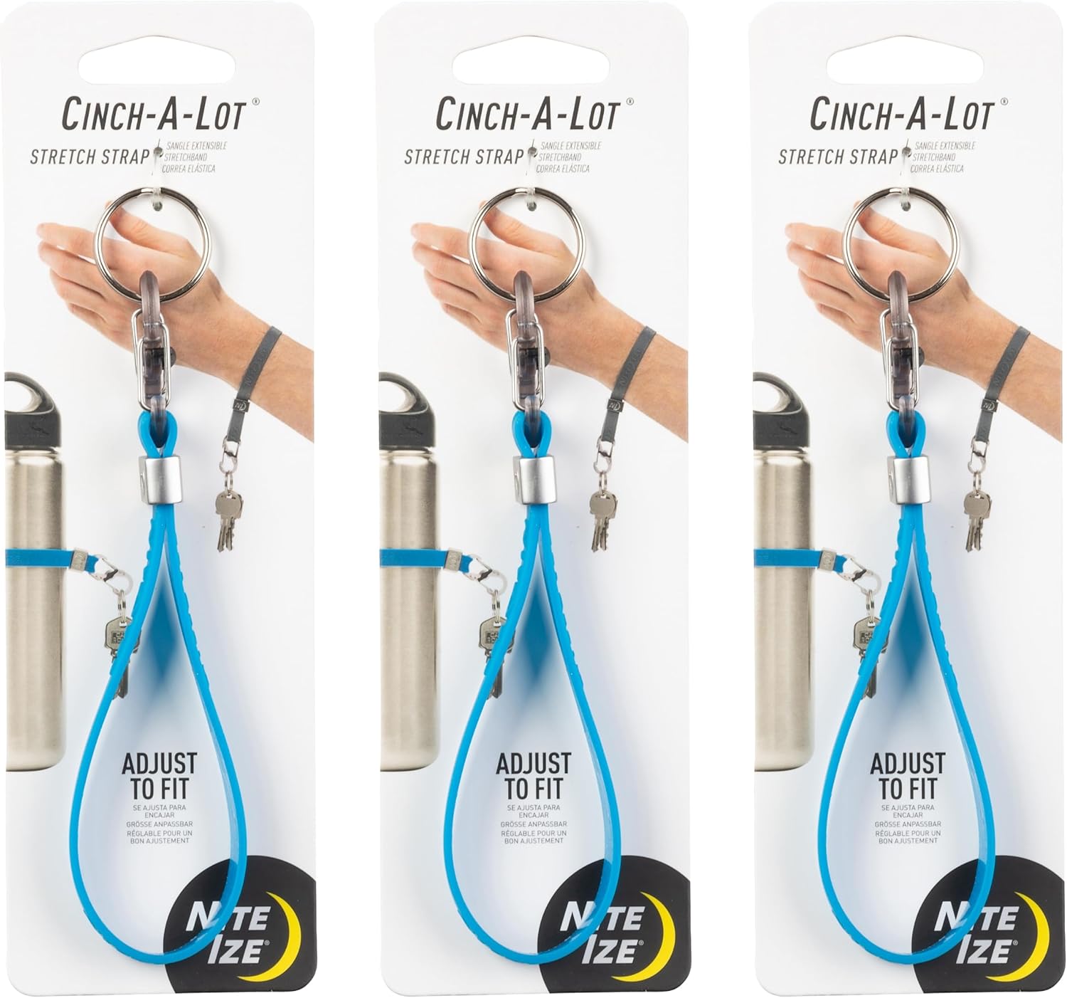 Nite Ize Cinch-A-Lot Stretch Strap - Blue - 3 Count (3 Pack)