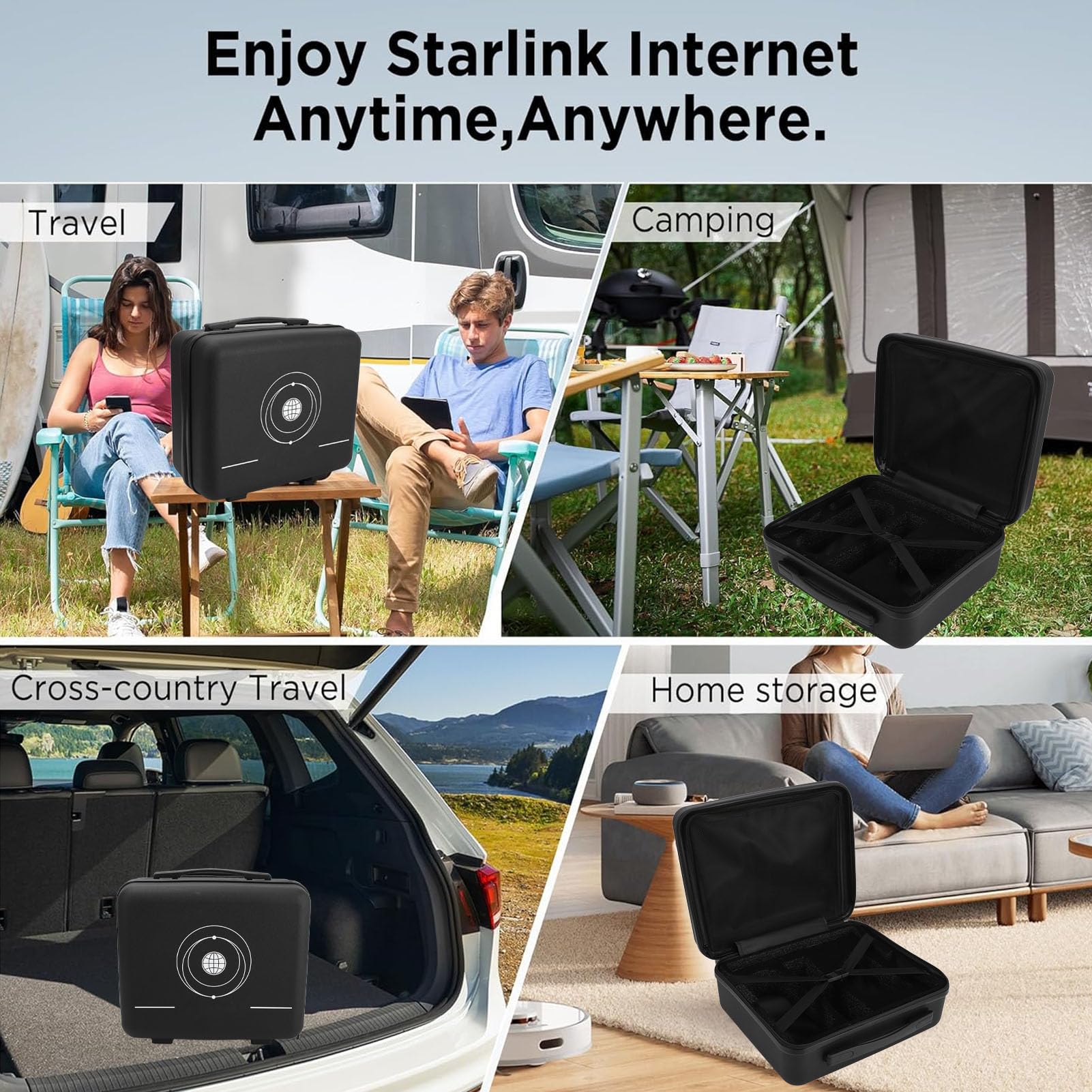 Elprico Étui de Voyage en Nylon pour Satellite Mini, Sac de Transport Rigide Antichoc avec Intérieur en Mousse pour Équipement d'Antenne Camping RV