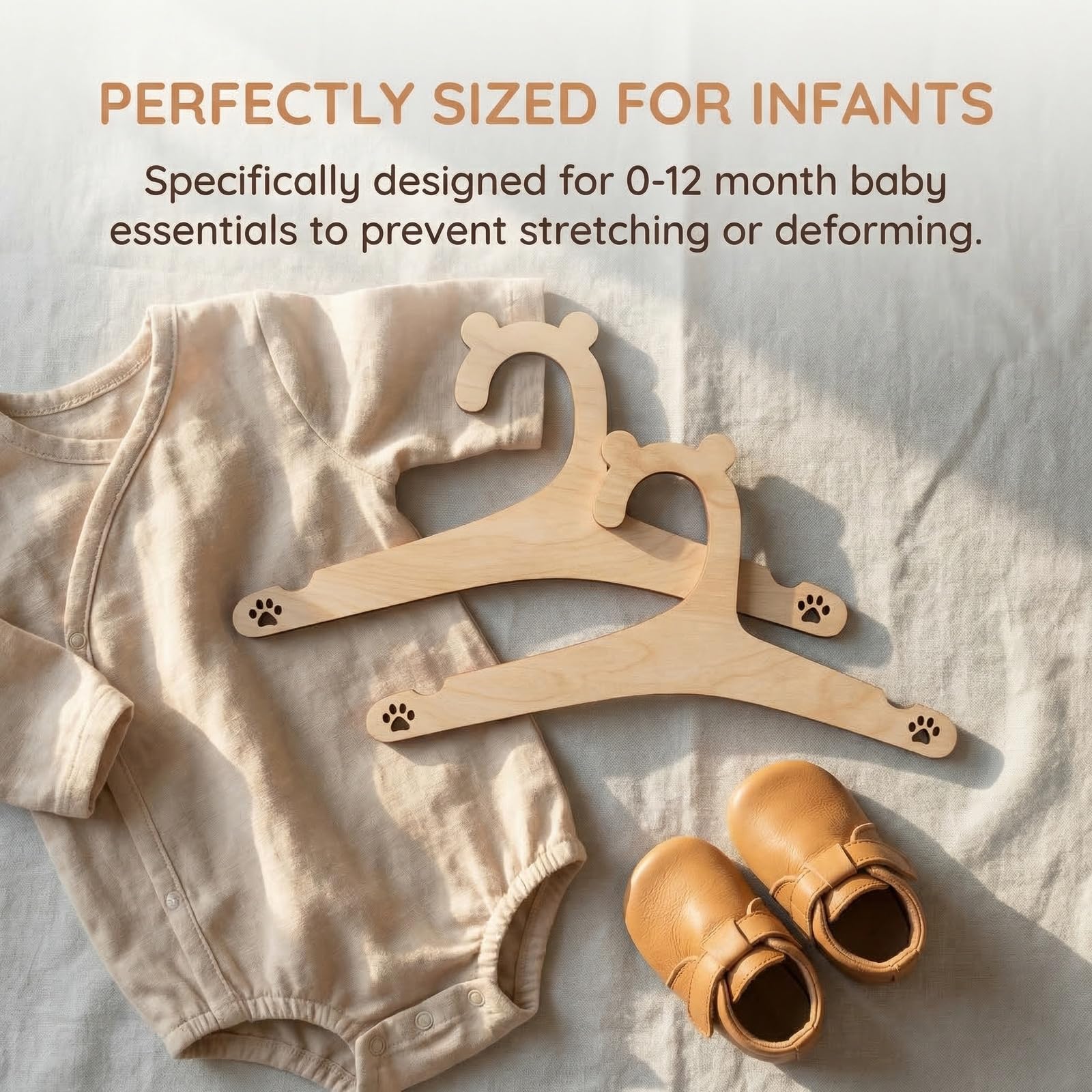 20 Perchas de Madera para Bebé - Perchas Infantiles Antideslizantes y Delgadas - Perchas de Madera para Ropa de Bebé Recién