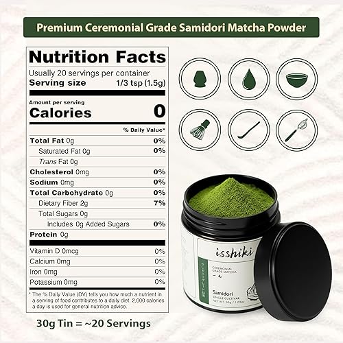 Miniatura 2 de Samidori Matcha en polvo, cultivo único de Uji, té verde premium, 1.06 oz