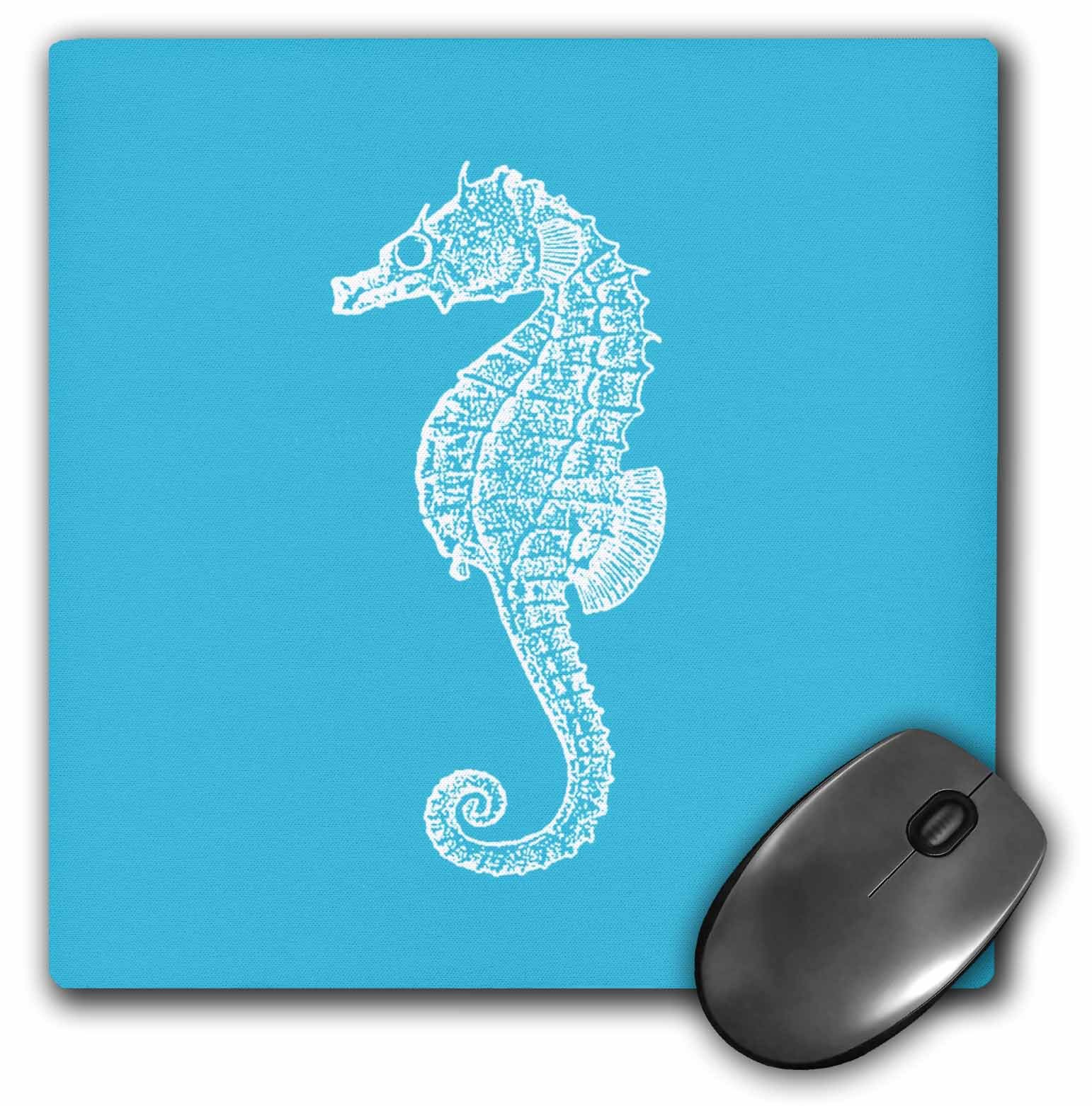 3dRoseLLC 8 x 8 x 0.25 Inches Mouse Pad, Blue Seahorse Print, Sea Horse, Ocean Marine Beach Aquarium Aquatic (mp_164957_1)