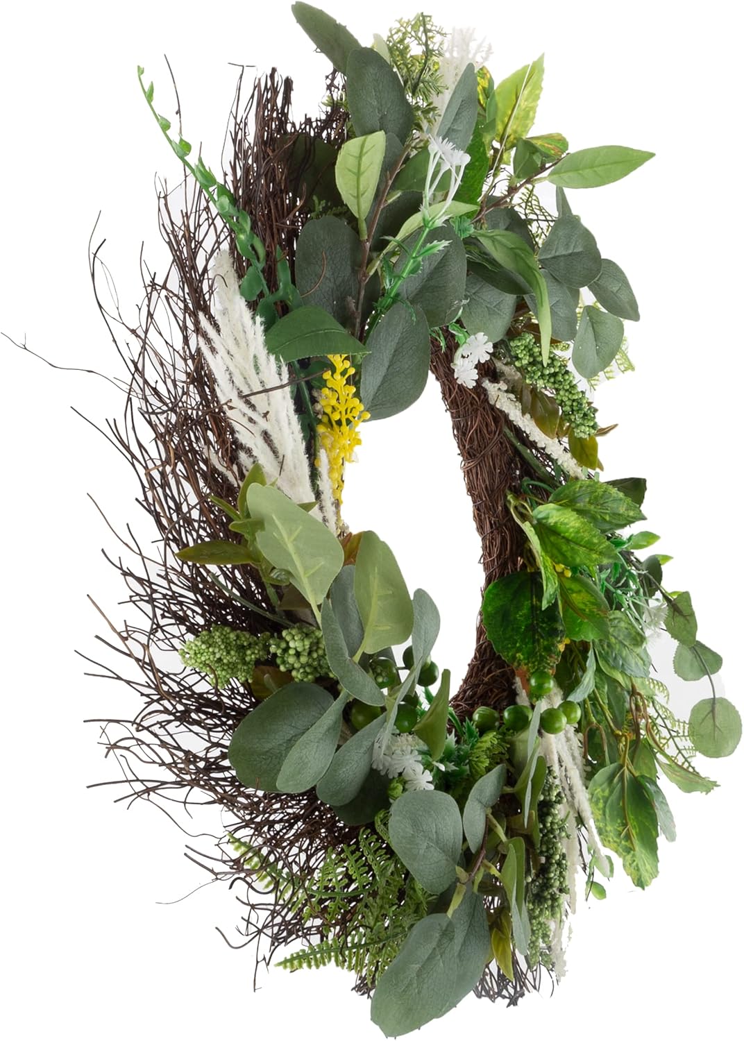 Sweet Anne Eucalyptus Wreath - 22-Inch Artificial Spring, Summer, or Fall Wreath for Home Decor - Wreaths for Indoors or Covered Patio by Pure Garden