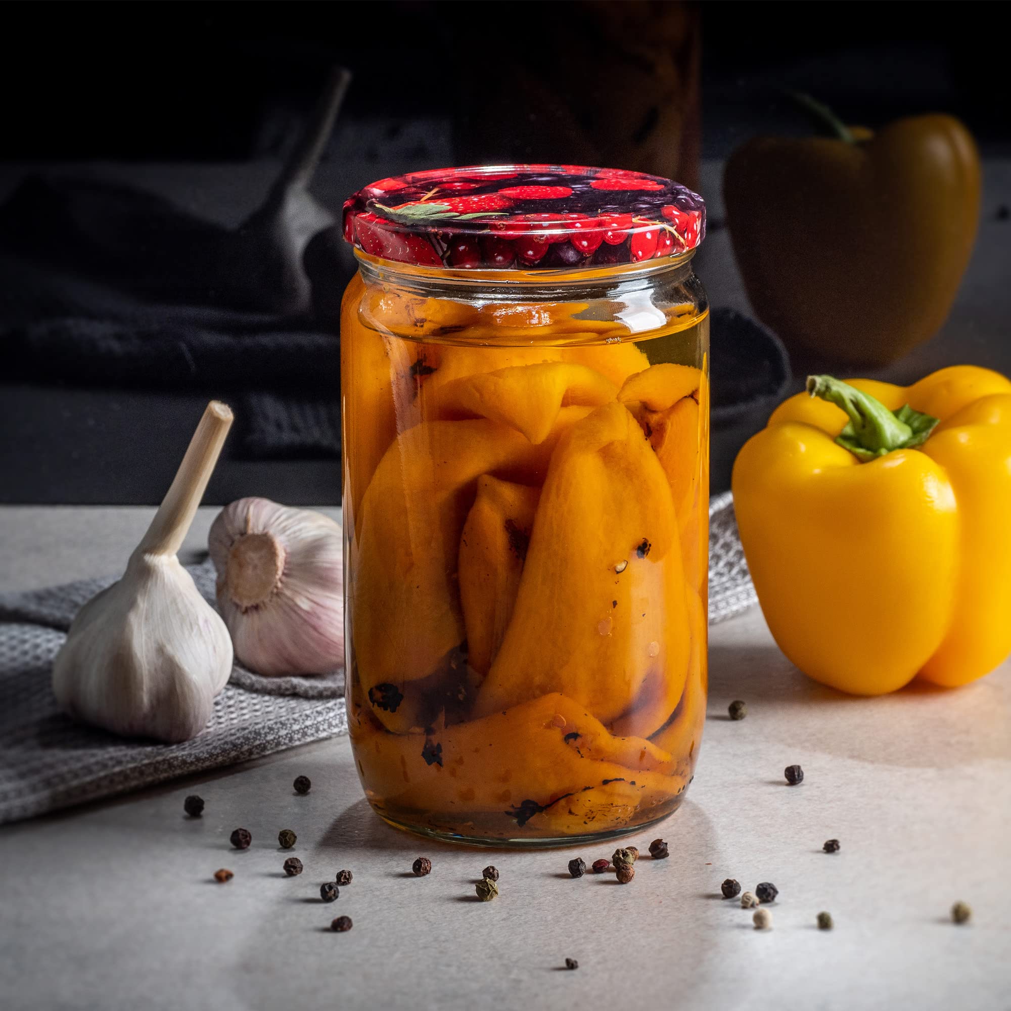 KADAX Set di 48 Grandi barattoli in Vetro 720ml Ø82 prugne – Tappo a Vite ermetico, per Conserve, sottaceti, Verdure lacto-fermentate e marmellate Fatte in casa