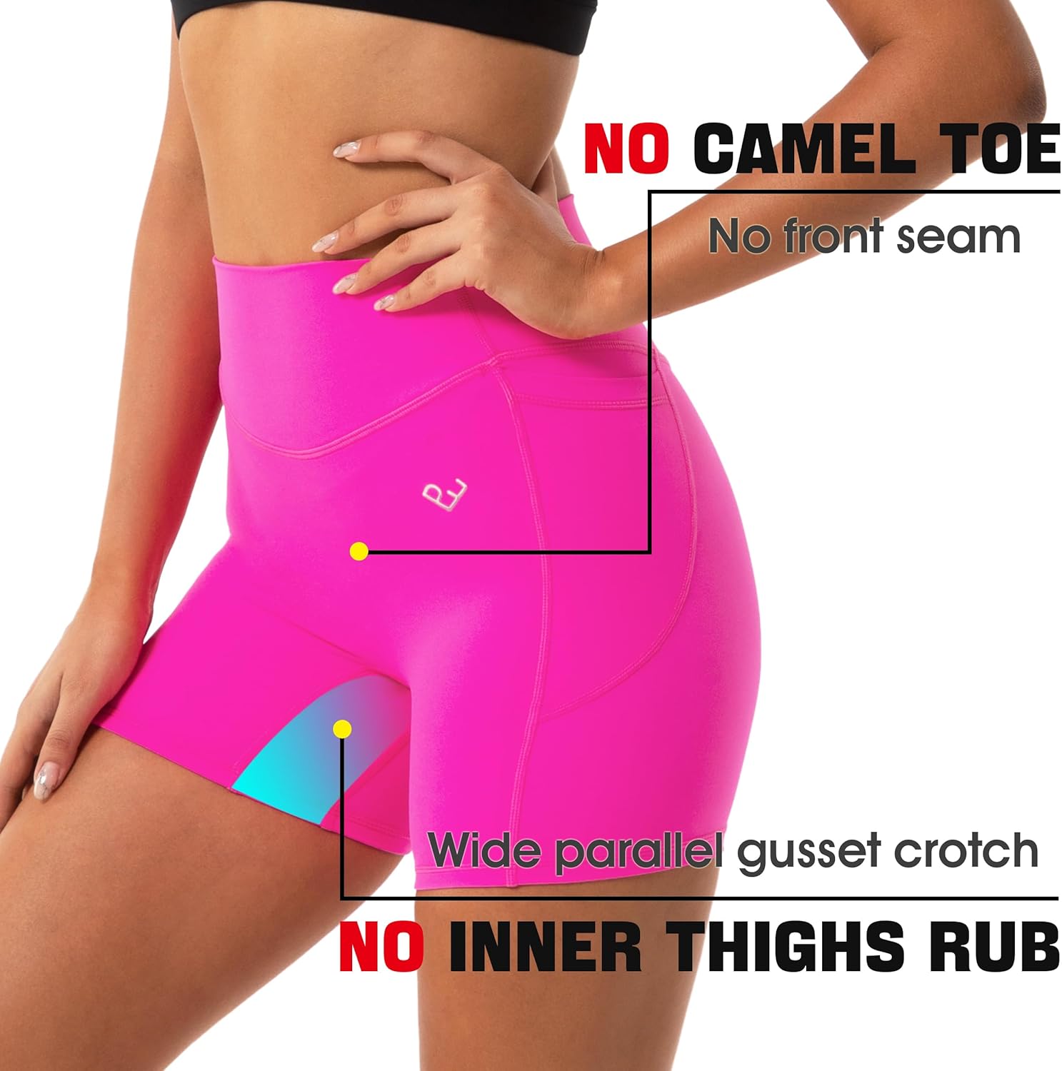 Yoga Shorts for Women with Pockets, No Front Seam Biker Shorts 5'' Inseam for Women