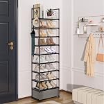 OYREL Tall Shoe Rack 10 Tier Narrow Shoes Rack 20 25 Pairs, Shoe Storage Shoe Organizer for Closet, Sturdy Metal Shoe Shelf with 2 Boxes 1 Hook