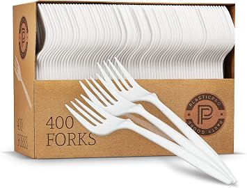 Plasticpro Cutlery 400 Mediumweight White Disposable Plastic Forks