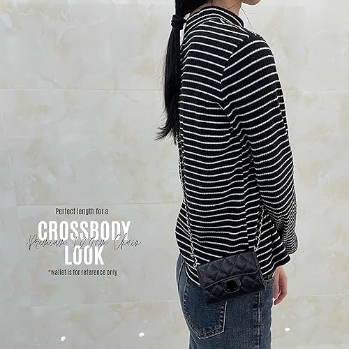 Miniatura 7 de Kit de conversión de tarjetero para billetera pequeña con solapa y correa de cadena, cartera pequeña clásica en cadena, kit convertidor cruzado para