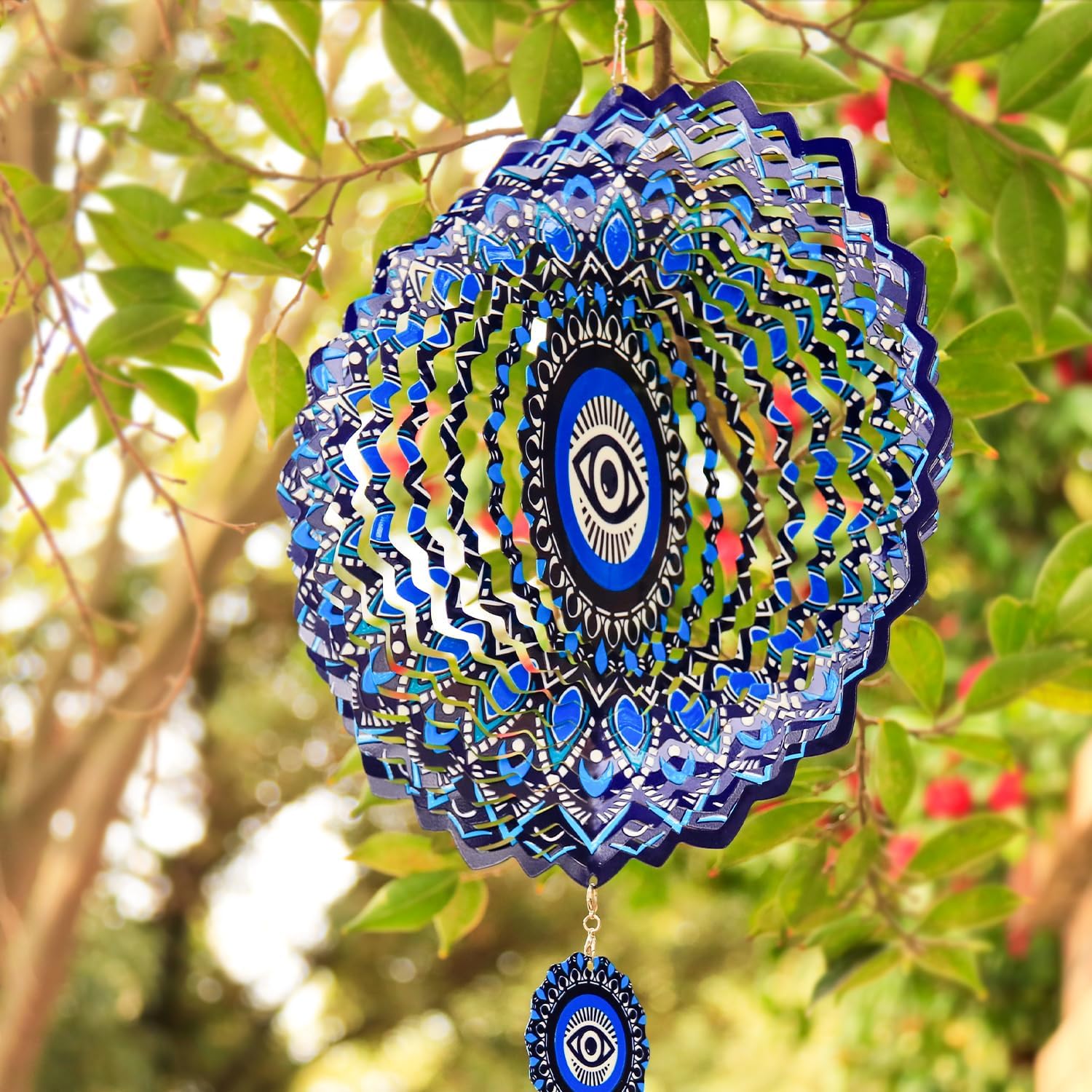 3D Metal Wind Spinner-Hanging Mandala Evil Eye Wind Spinner Gifts for Women Mom Grandma Wife,12in Spinfinity Designs Wind Spinners for Outdoor & Indoor Decorations