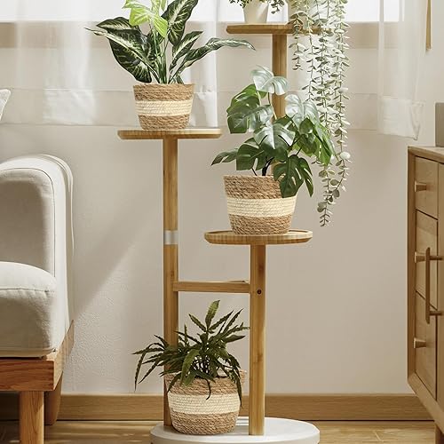 Miniatura 2 de Athaliah Cesta para plantas, 3 cestas para plantas de interior con forro de plástico, jacinto de agua y tallo de maíz, cesta de flores, cesta para