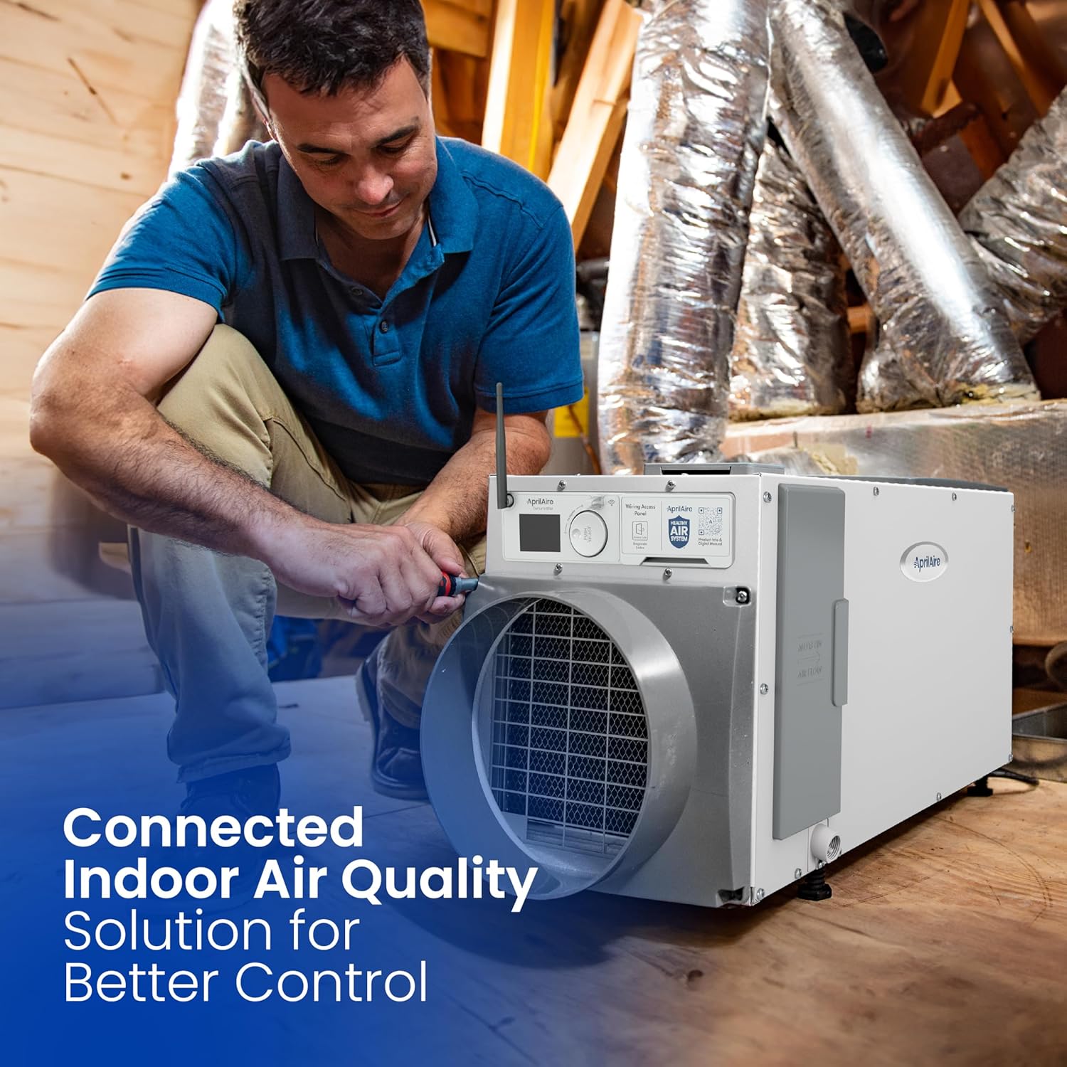 AprilAire E080W Wi-Fi Dehumidifier – 80 PPD for Crawl Spaces, Basements, Whole Houses up to 4,400 Sq. Ft., Part of the AprilAire Healthy Air System