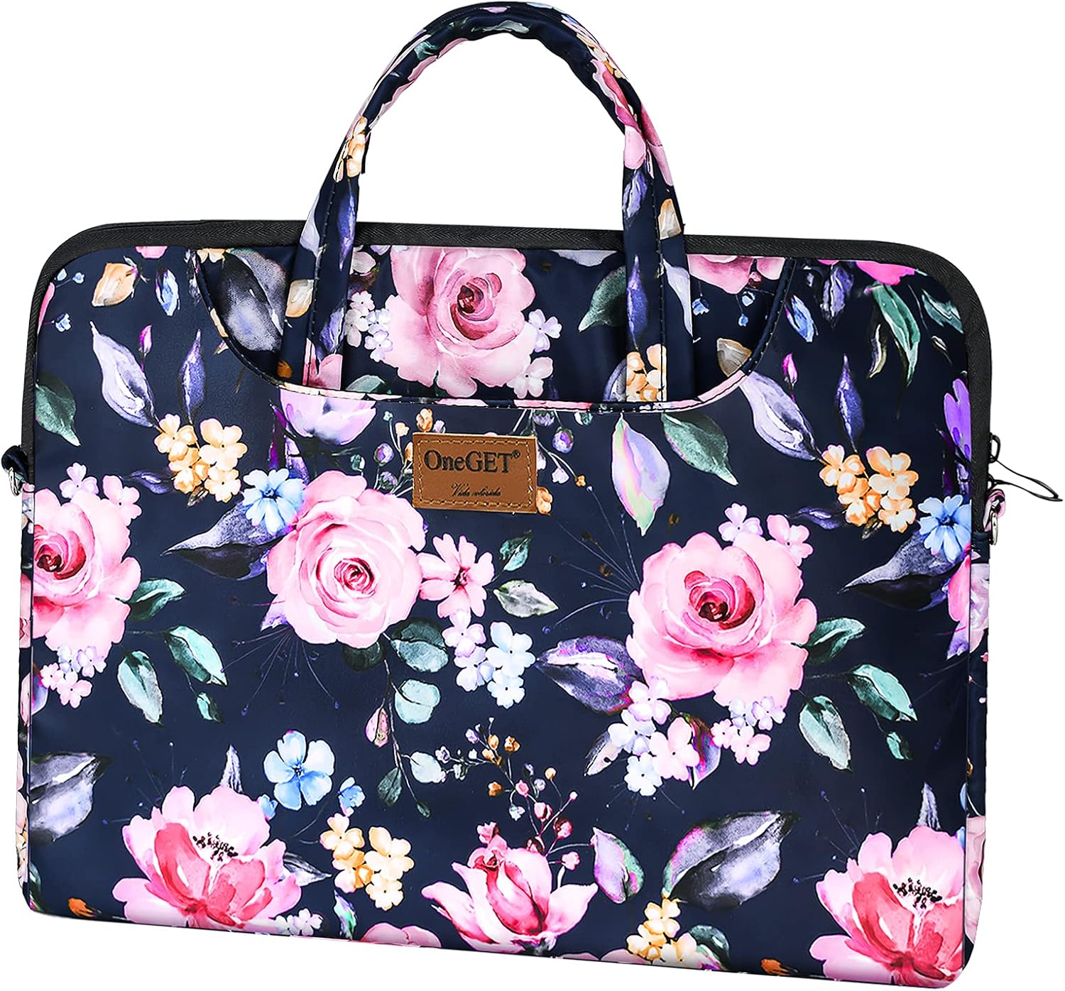 OneGET Laptop Shoulder Bag Compatible with MacBook13-13.3inch Dell HP Acer Samsung Sony Chromebook Polyester Carrying Briefcase Sleeve with Trolley Belt Watercolor Pocket (13-13.3Inch, SL16)