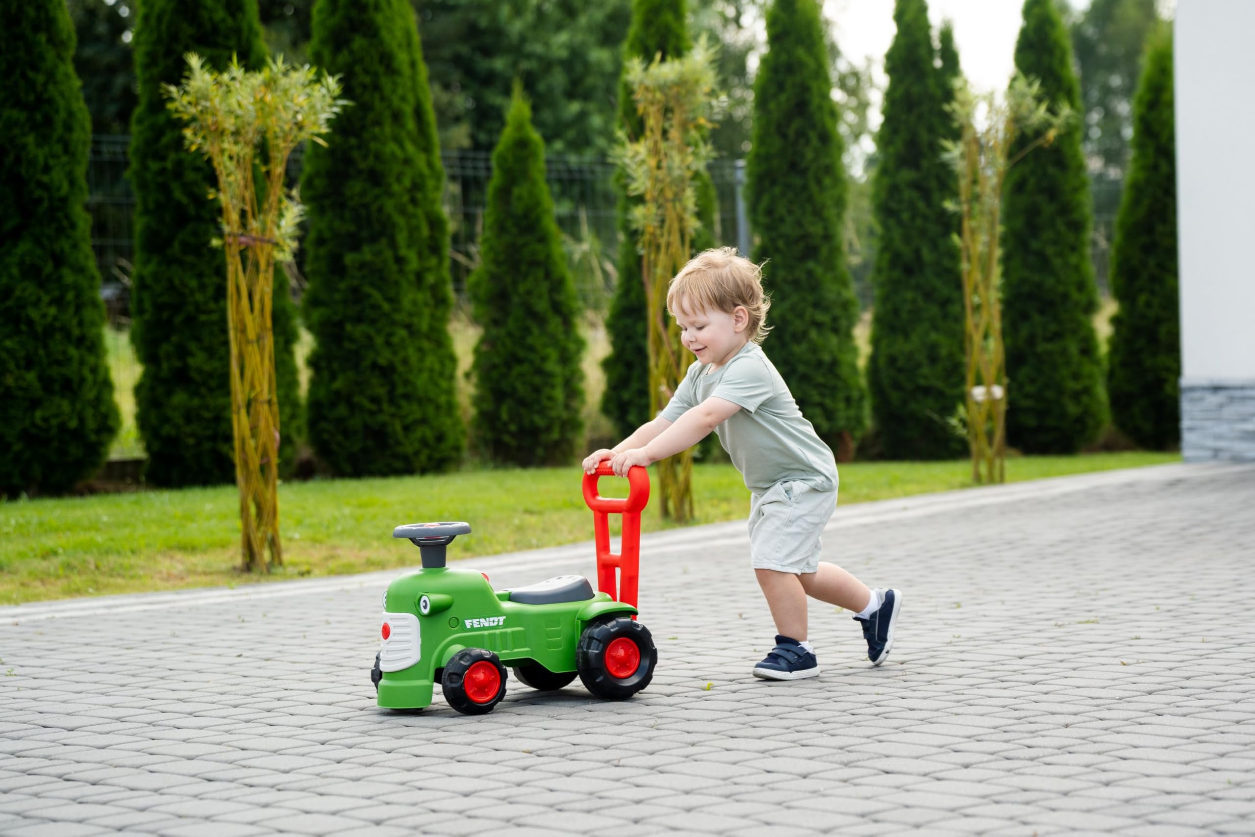 Falk - Porteur Vintage Tracteur Fendt avec Barre Ergonomique d'aide à la Marche - Dès 12 Mois - 90% de Plastique recyclé - Fabriqué en France - 952, Vert