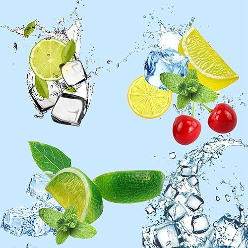 Miniatura 3 de Yuronam 40 piezas de hielo triturado falso y rocas cuadradas de hielo, 10 piezas de rebanadas artificiales de limón de fruta, 4 piezas de bloques de