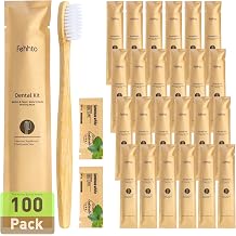100 Pack Bamboo Toothbrushes with Toothpaste 6g Individually Wrapped