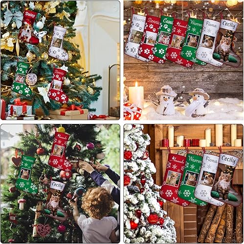 Miniatura 6 de Medias de Navidad para perros personalizadas con foto de nombre, regalos de decoración de calcetines de Navidad personalizados para mascotas para la