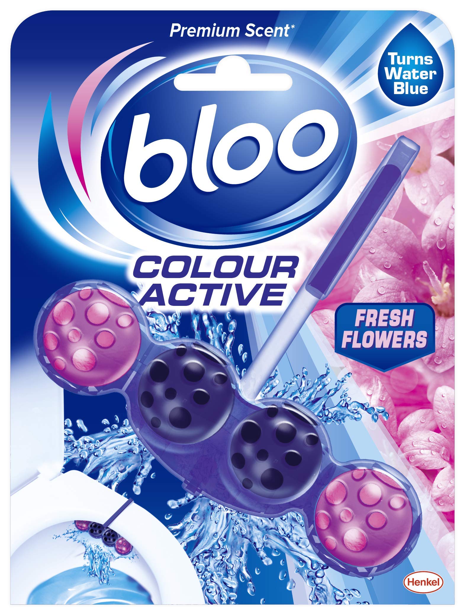 Bloo Blue Active Fresh Flowers Toilet Rim Block, 50 g