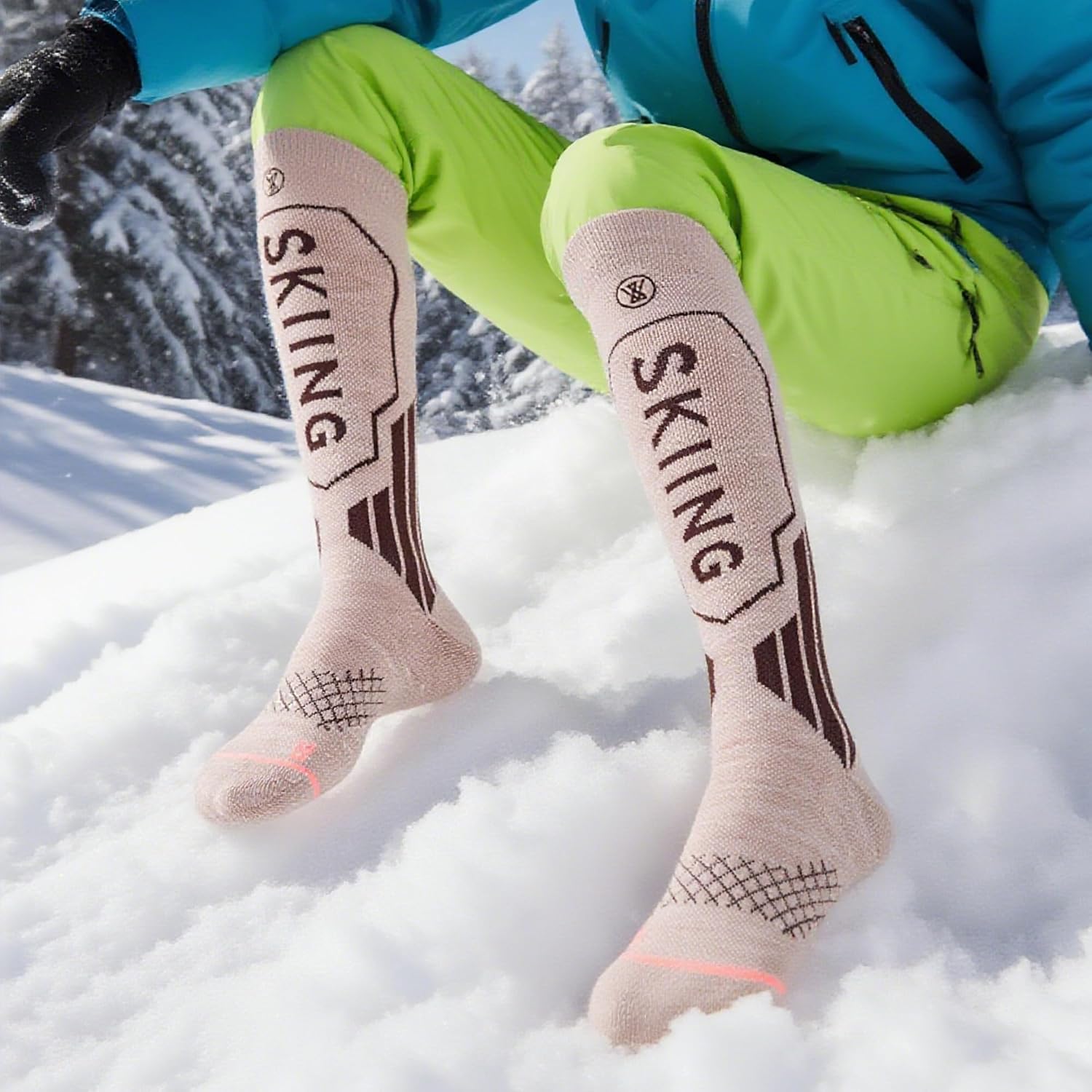 Ski Socks Merino Wool Socks for men&women Knee-High Winter Thermal Snowboarding Socks