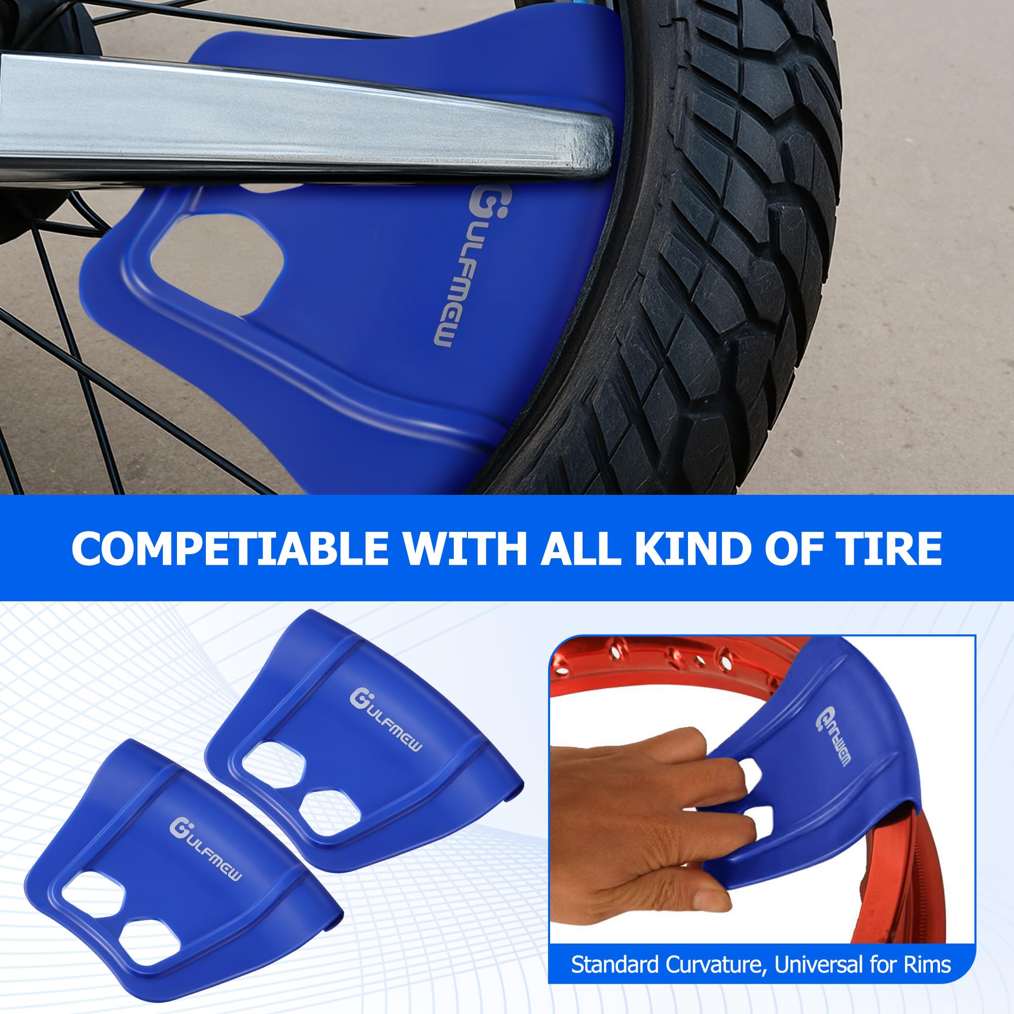 Rim Protectors for Tire Changing, 2 Piece Wheel Rim Guard Kit for Motorcycle, Bicycle, Scooter & E Bike, Durable Tire Lever Protection Tool, Non Slip, Reusable Maintenance Accessory