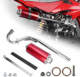 Big Bore 28mm Muffler Exhaust Silencer Pipe Head Assembly for CRF50 XR50 70cc 110cc 125cc SDG SSR Taotao Atomik Thumpstar Roketa Coolster Chinese Dirt Pit Bike - Red