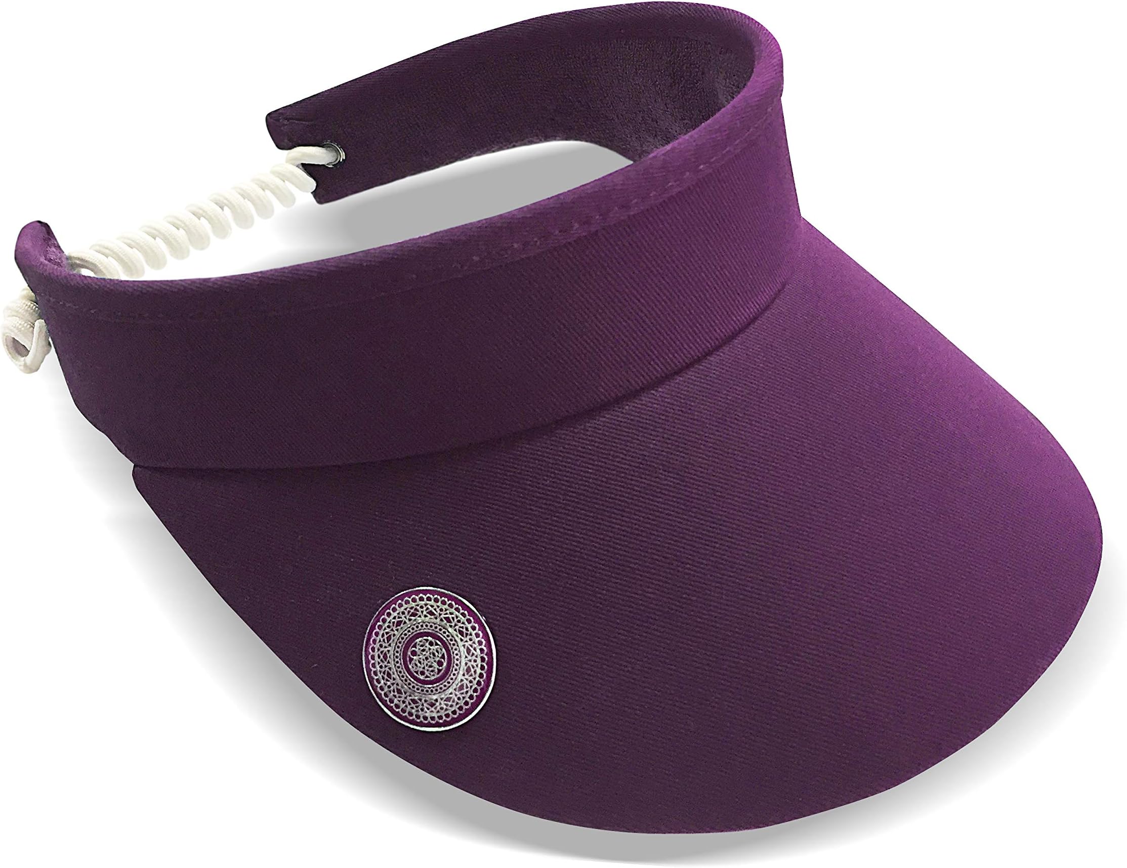 Surprizeshop Womens Golf Visor | Telephone Wire | Built in Magnet | Hand Enamelled 25mm Ball Marker | Rigid Peak | Multiple Colours | Golf Visor | Tennis Visor