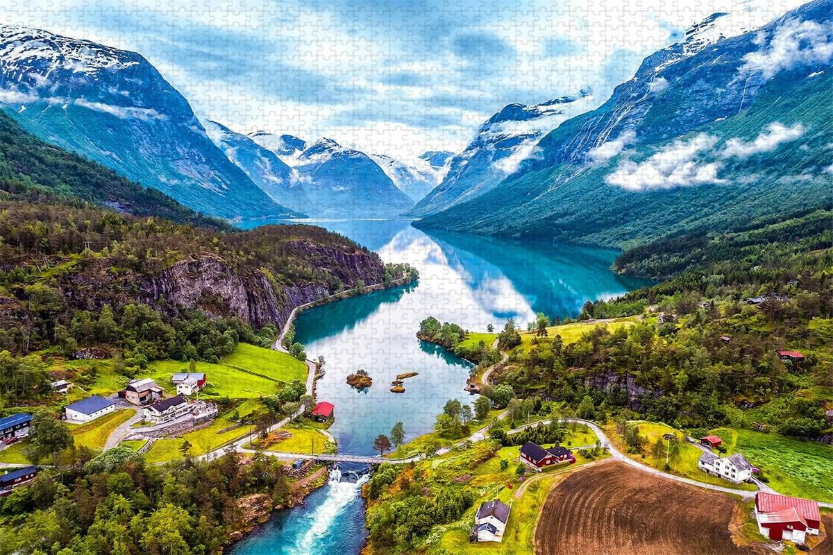 Fiume ai piedi della montagna - Puzzle in legno da 1500 pezzi - adatto per anziani, famiglia e amici