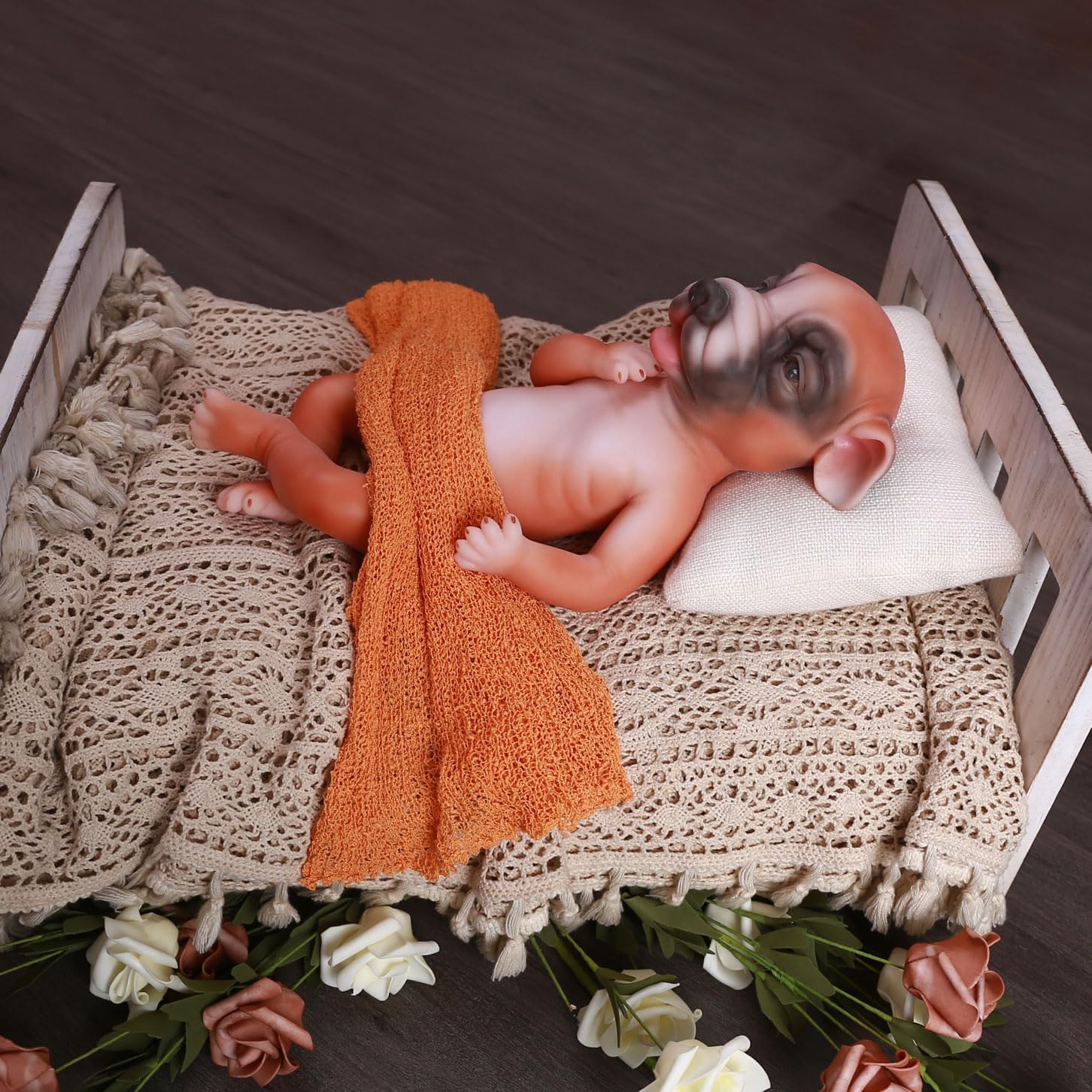 13.8 inch Lifelike Full Silicone Dog Toy Soft Ornament Dolls That Stress Relief, Gifts for Festive Decor, Living Room, Bedroom Ornament