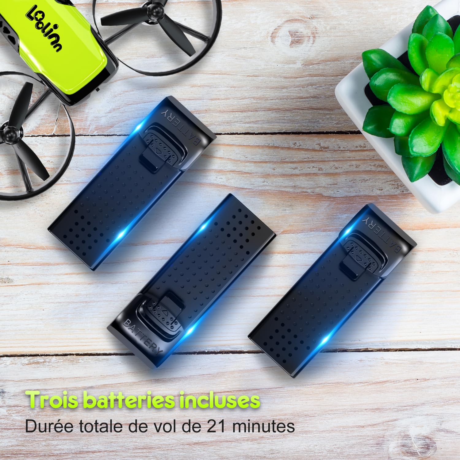 Loolinn | Drone avec Caméra comme Cadeau pour Enfants(8+), Mini Drone Télécommandé avec Vidéo et Photos, Vol Sécurisé, 21 Minutes de Temps de Vol, Trois Piles, Certification C0 (Cadeau pour enfant)
