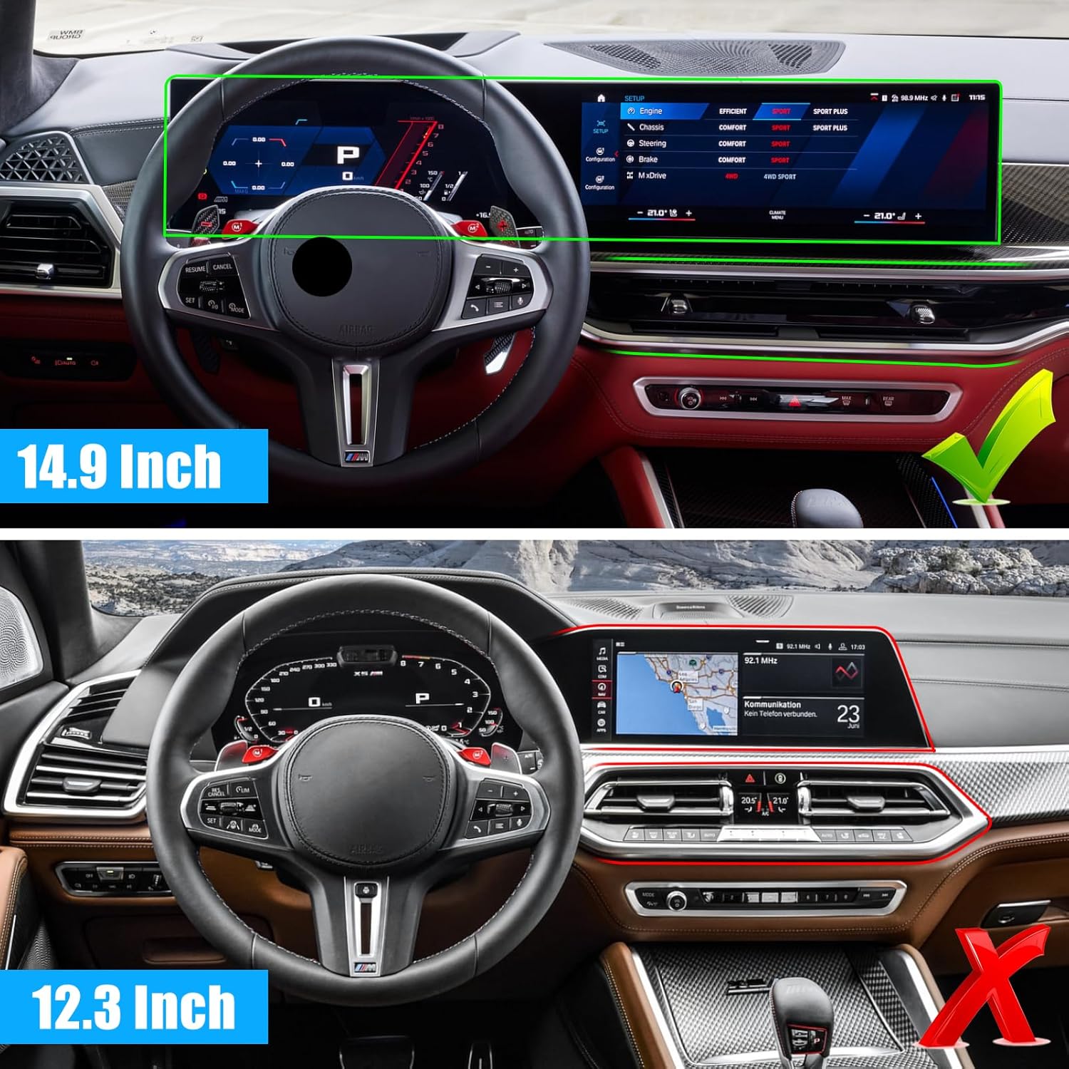 Jaronx Compatible with BMW X5 X6 X7 Center Console Organizer 2023 2024 2025 2026,14.9inch Touch Screen Dash Console Organizer for BMW X5 G05/X6 G06/X7 G07 2023-2026,Dash Tray Dashboard Organizers Tray