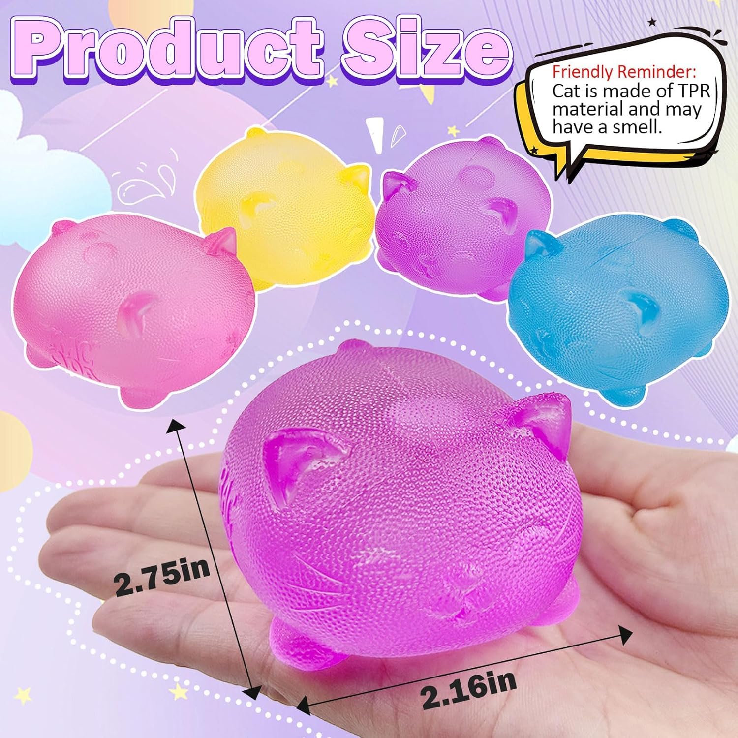 Cute Cat Squishy Stress Ball - Anxiety Relief Toy -2 Cute Cat Squishy Stress Ball - Anxiety Relief Toy -2