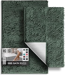 Hearth & Harbor Bathroom Rugs Sets 2 Piece, Chenille Bath Mat Set - Mach...