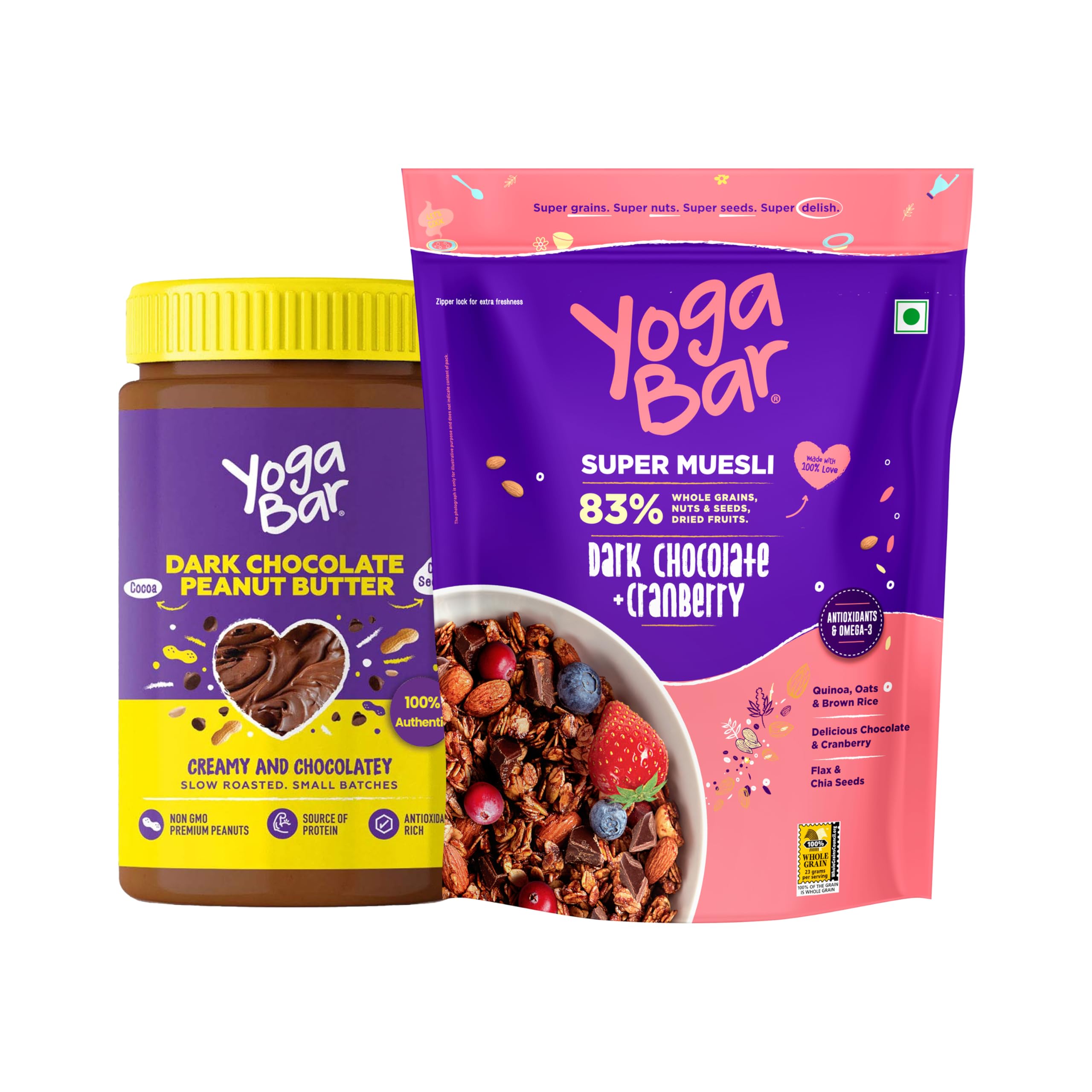 Yogabar Dark Chocolate Peanut Butter And Muesli Combo | Dark Chocolate Peanut Butter | Dark Chocolate Muesli, 800 Gram (B08MWHZDQK) Amazon Price History, Amazon Price Tracker