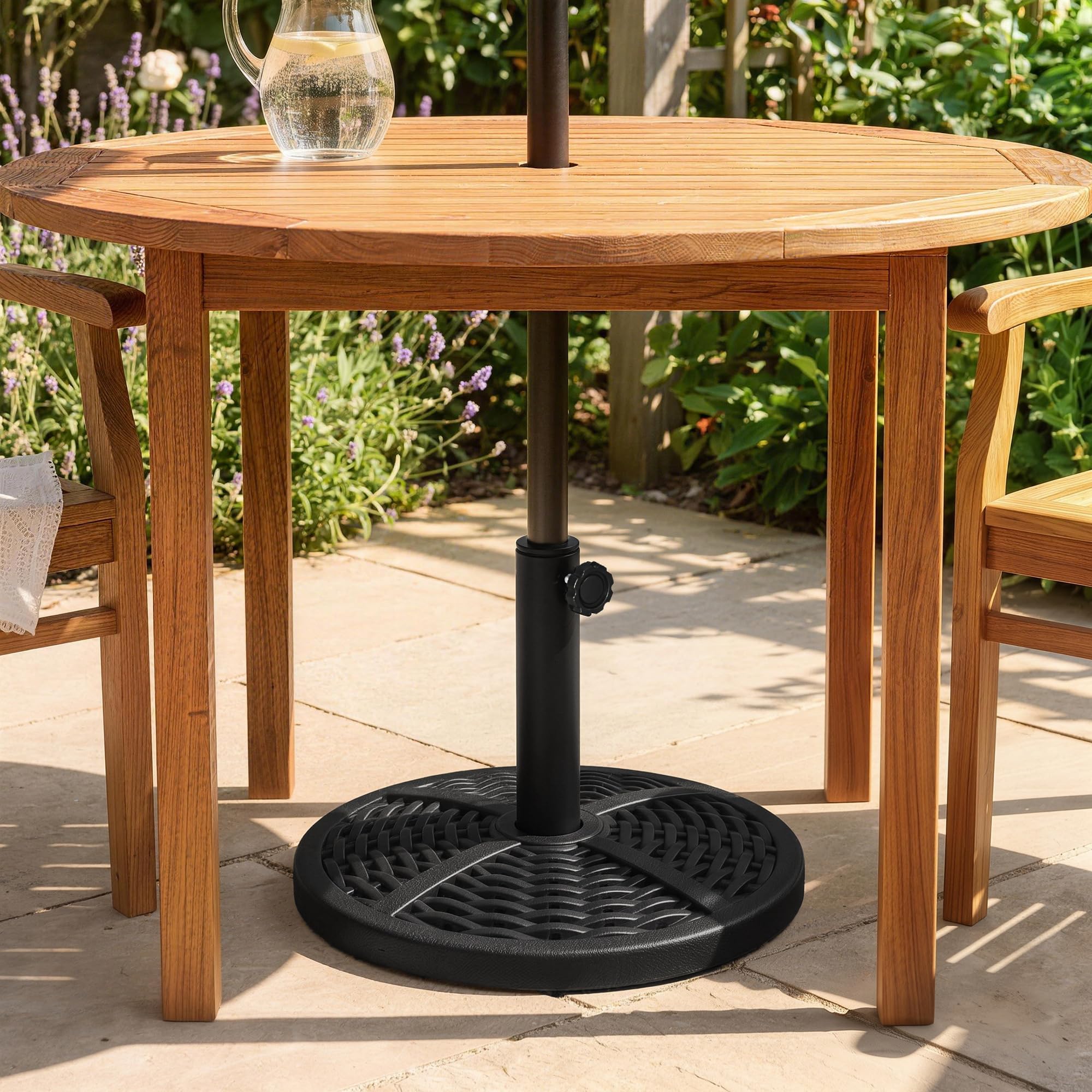 Outsunny Base de Sombrilla Redonda para Poste Ø38/48 mm 9,5 kg Negro | Soporte para Parasol, con Peso de Cemento