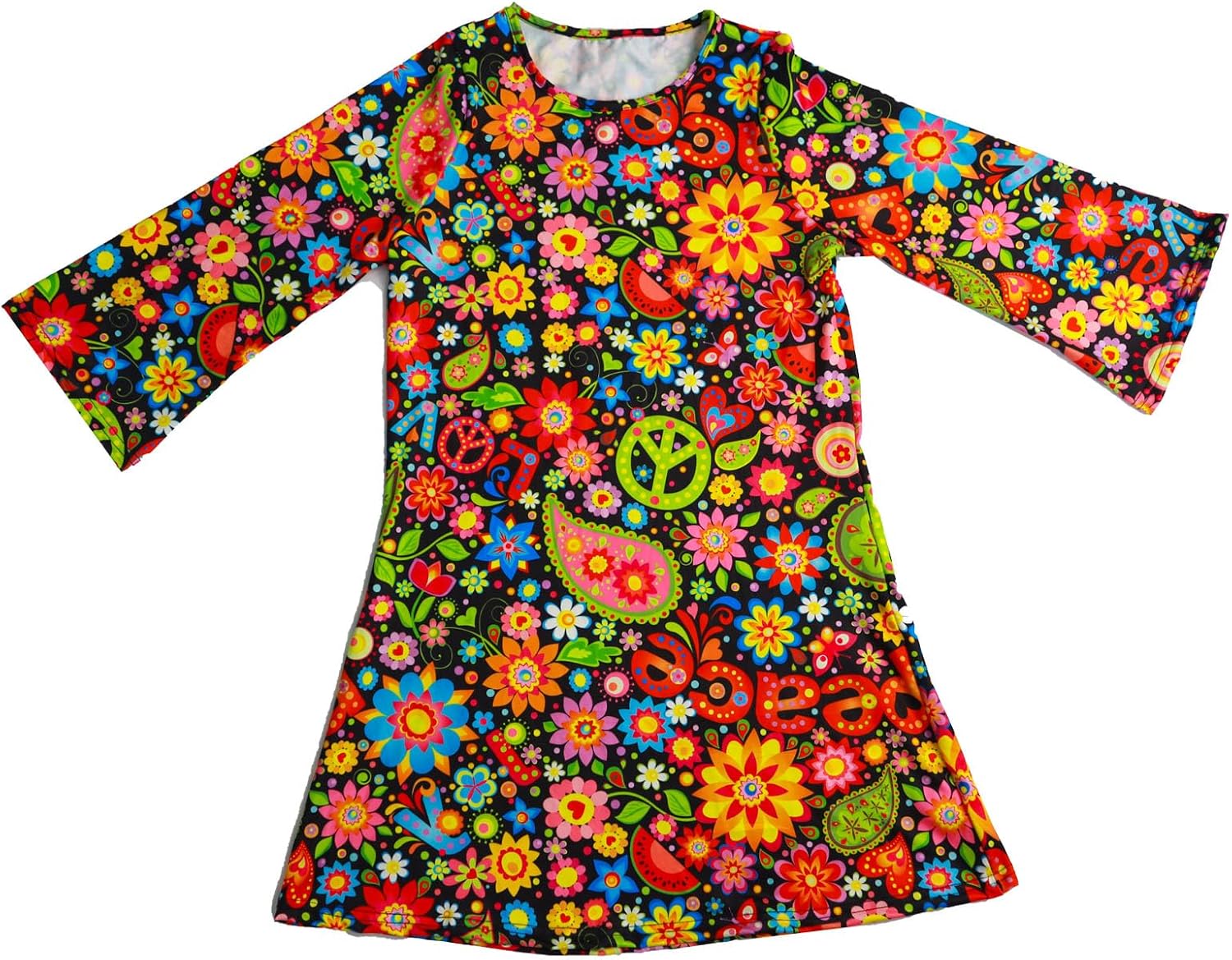 6Pcs 60s 70s Hippie Costume for Girls Colorful Dress Party Outfit image 2