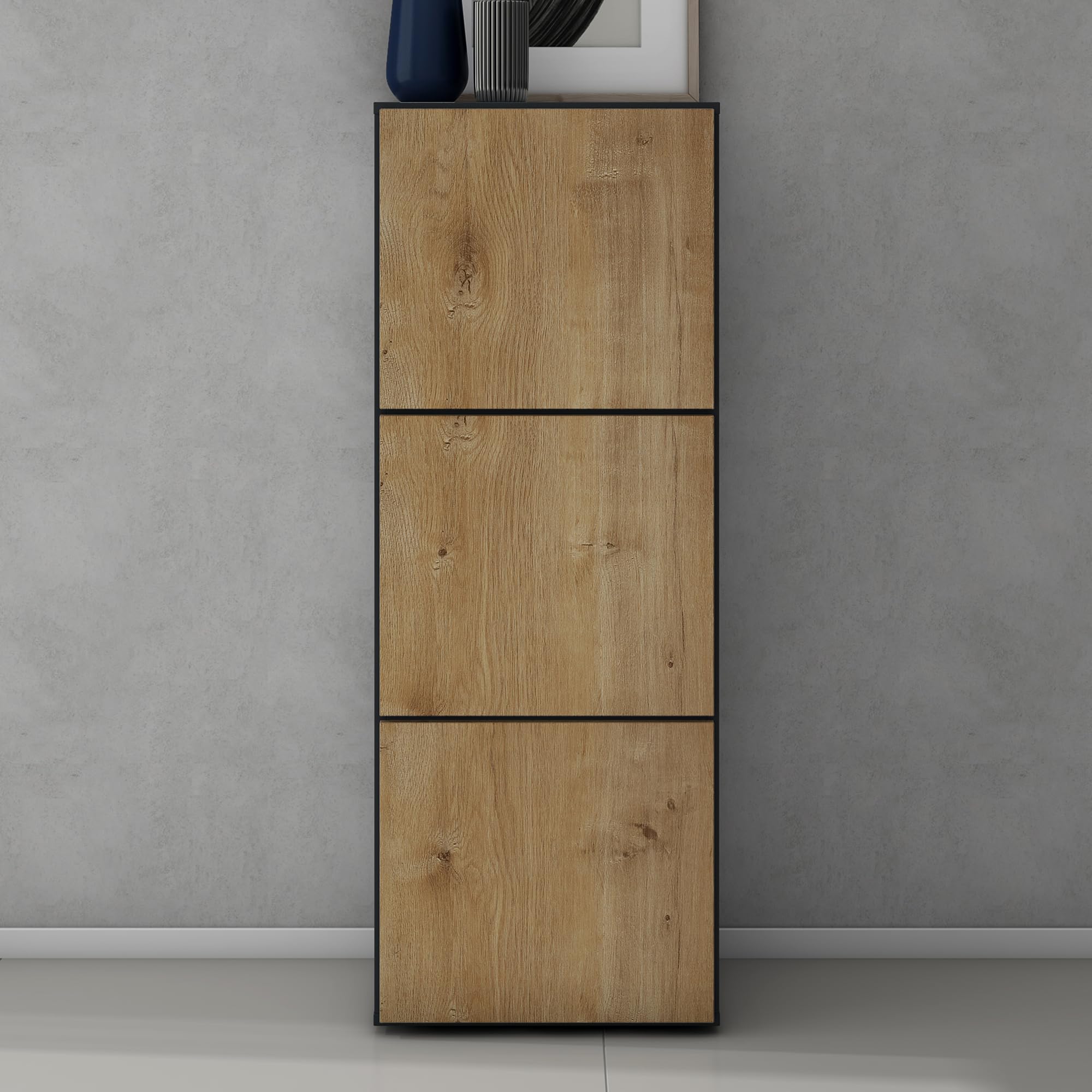 doporro Scarpiera Portascarpe 45x36x120 cm Salvaspazio con 6 Ripiani | Antracite Opaco, Marrone Chiaro, Struttura in Legno, Schuhschrank02 F029 F156