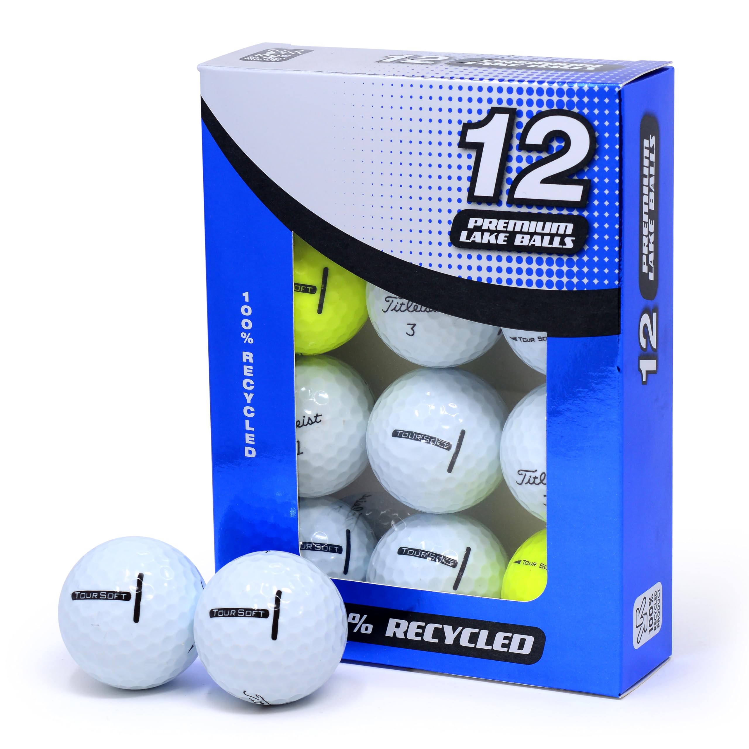 Second Chance Recycled Lake Golf Balls, Used Golf Balls - 12 Pack Grade A for Titleist Tour Soft Golf Balls, Mixed