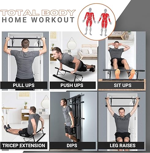 Miniatura 9 de Barra plegable para puerta y barra de inmersión, sin WOBBLE, gimnasio en casa, fácil almacenamiento, estación de inmersión de torre eléctrica y