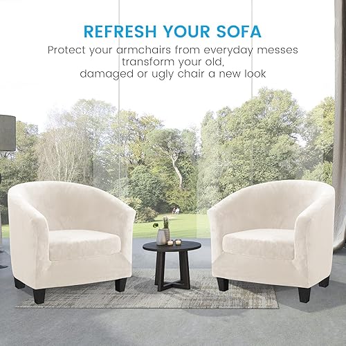 Miniatura 2 de Funda de terciopelo para silla de club, fundas para sillón de sala de estar, funda elástica para sofá de bañera, fundas redondas para sillón de sala