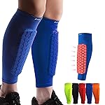 HiRui Soccer Shin Guards Shin Pads for Kids Youth Adult, Calf Compression Sleeve with Honeycomb Pads, Support for Shin Splint Baseball Boxing Kickboxing MTB, Lightweight (1PAIR) (Blue, L)