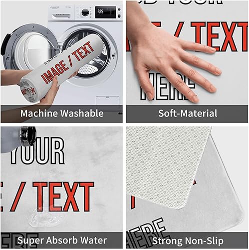 Miniatura 6 de Tapete de baño personalizado con imagen, logotipo, antideslizante, añade tu diseño, foto personalizable, tapete para puerta, regalo de inauguración