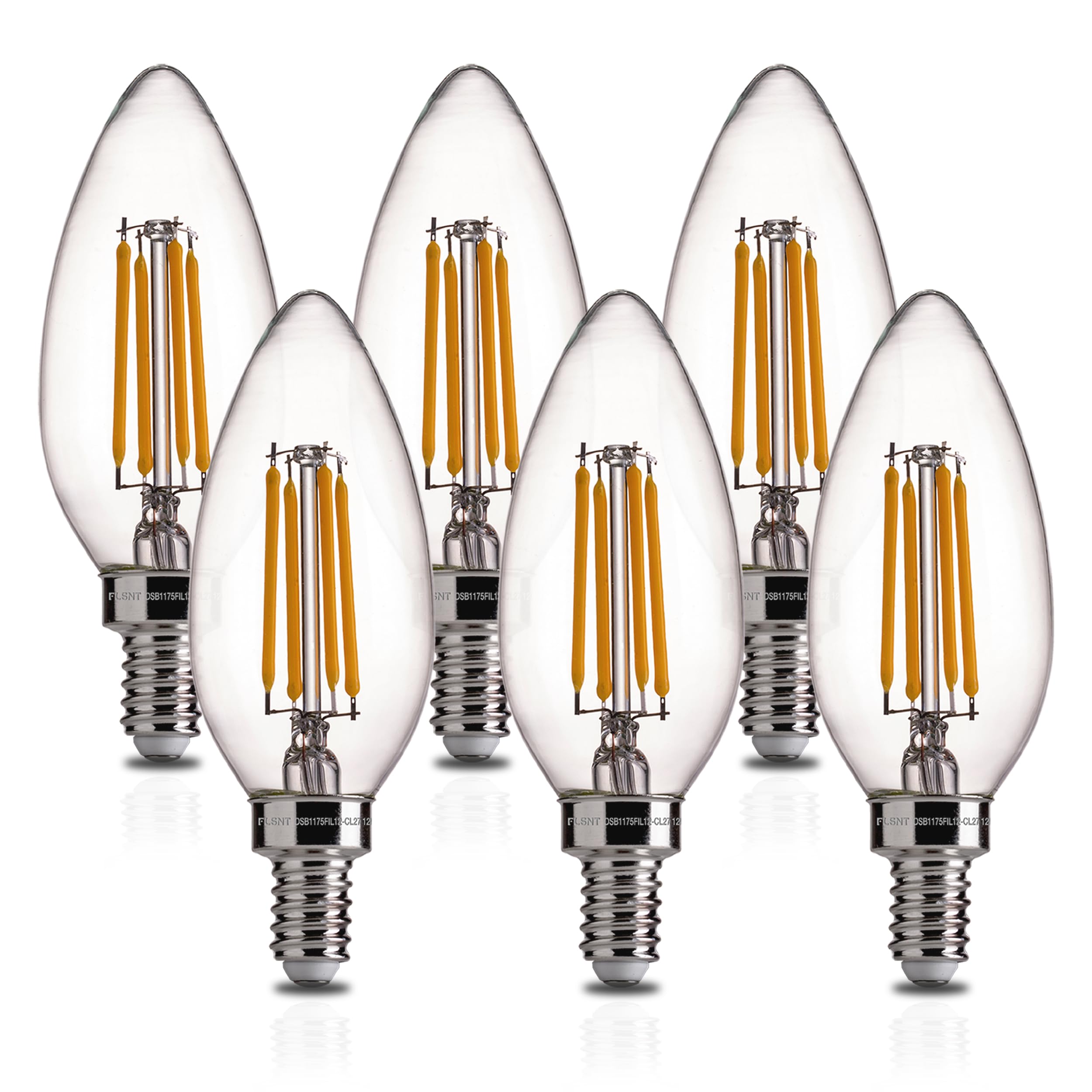 FLSNT 40W Equivalent LED Candelabra Bulbs, Dimmable LED Chandelier Bulbs, E12 Base, 450LM, 82 High CRI, 6 Pack, 2700K Soft White