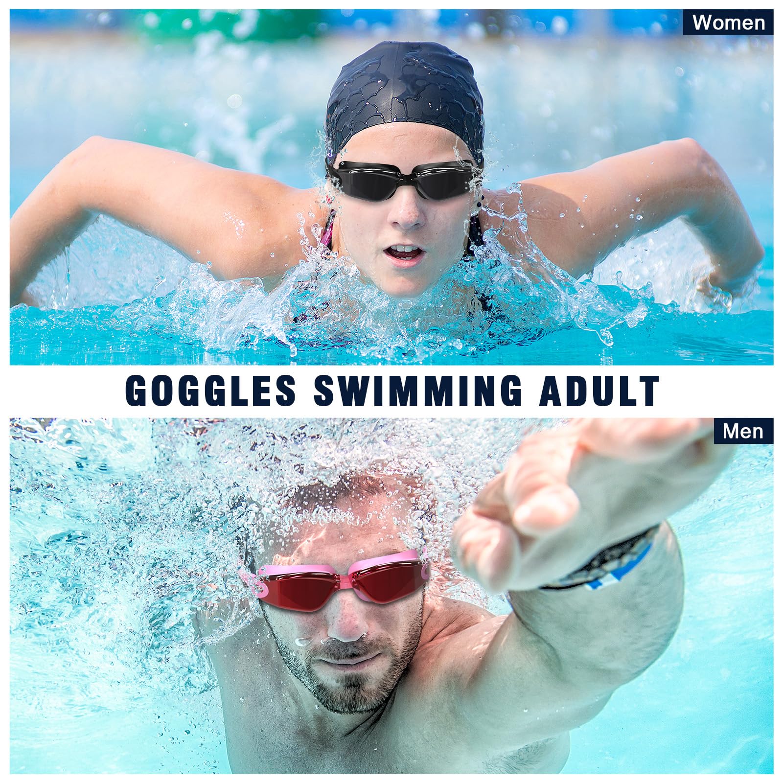 Occhiali da Nuoto Antiappannamento Professionali Per Adulti e Giovani | Morbido Ponte Nasale | Visione Chiara Impermeabile