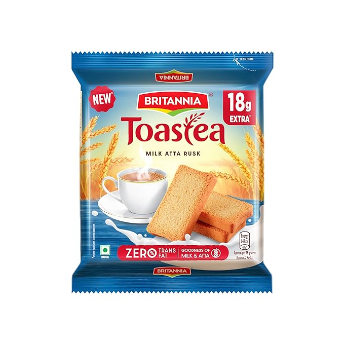 Britannia Toastea Milk Rusk Toast, 182g / 200g (Weight May Vary)